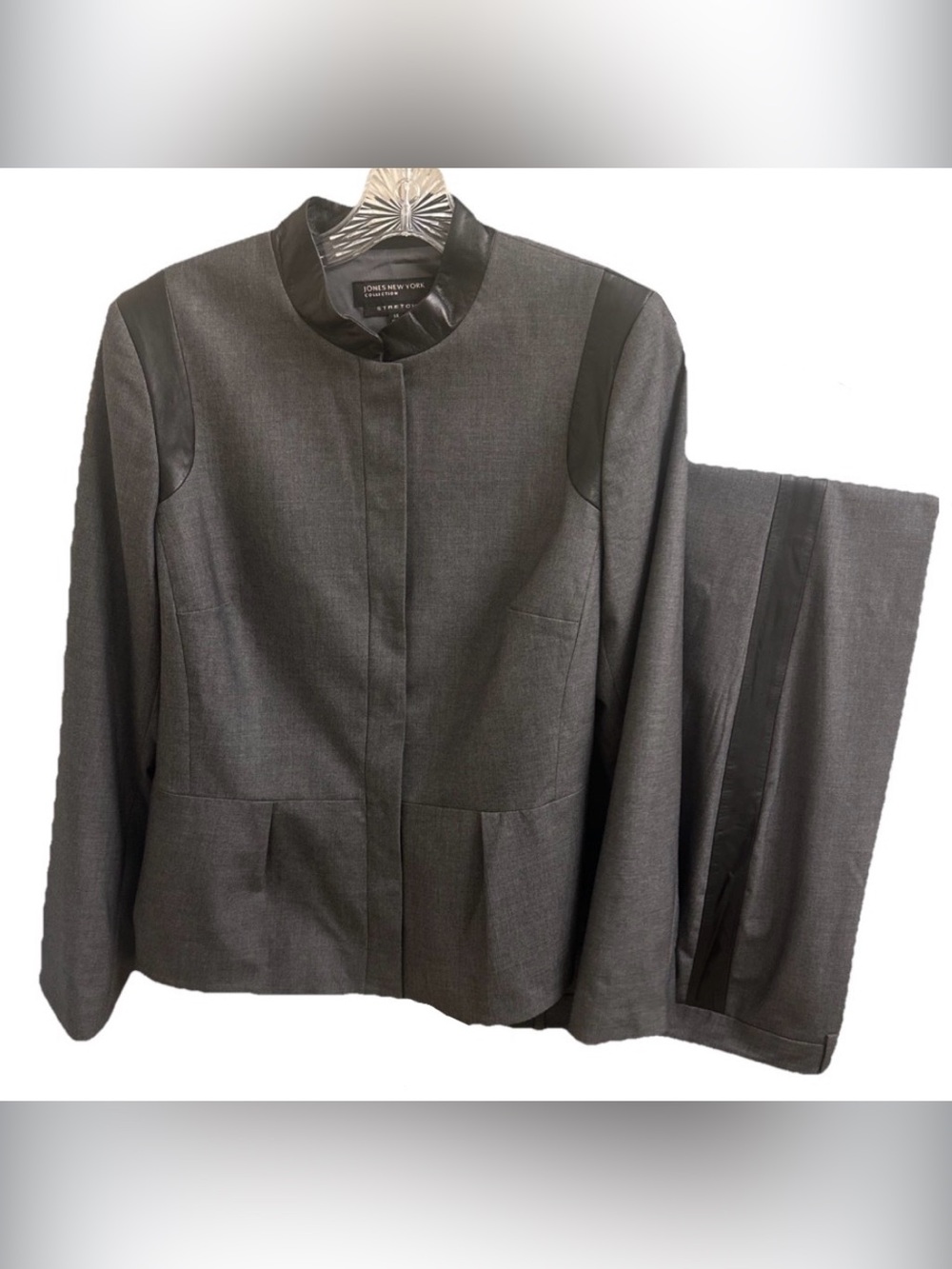 Jones New York Charcoal Gray Collarless Blazer and Pants